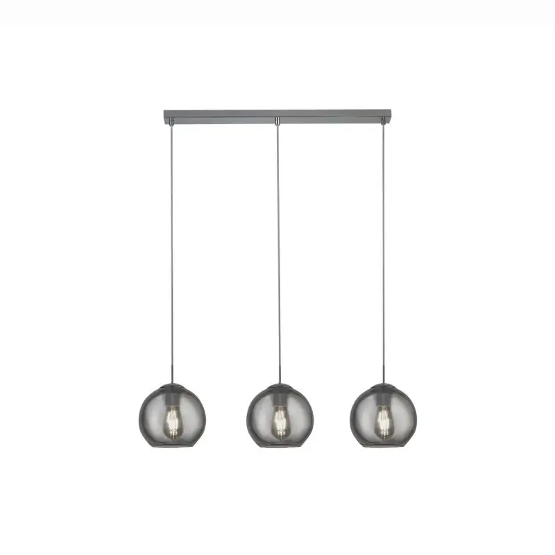 Trendy Searchlight Pendants - hanglamp - 80 x 20 x 150 cm - gerookt glas en chroom