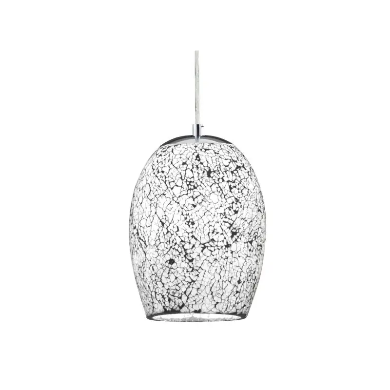 Laatste Versie Searchlight Crackle - hanglamp - Ø 18 x 135 cm - wit craquelé glas
