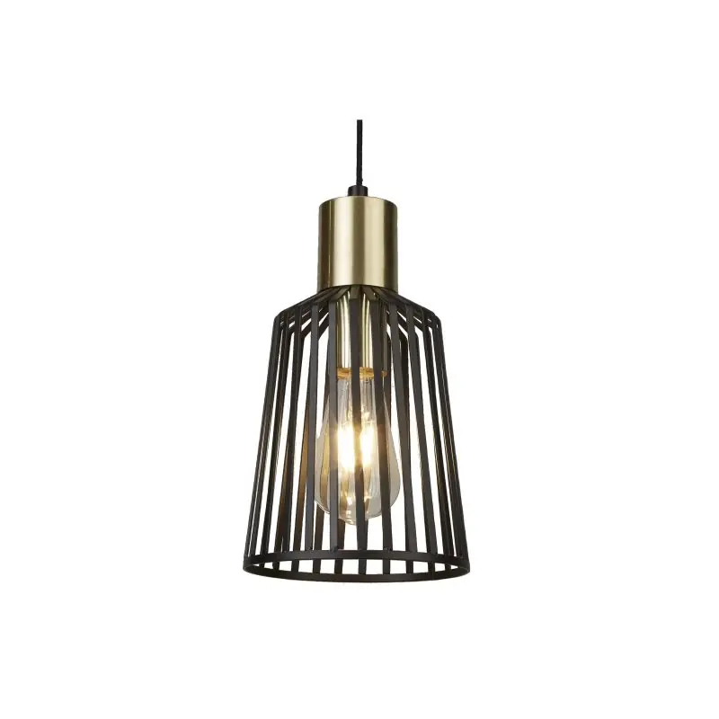 Searchlight Bird Cage - hanglamp - Ø 16 x 150 cm - mat zwart Garantie Inbegrepen