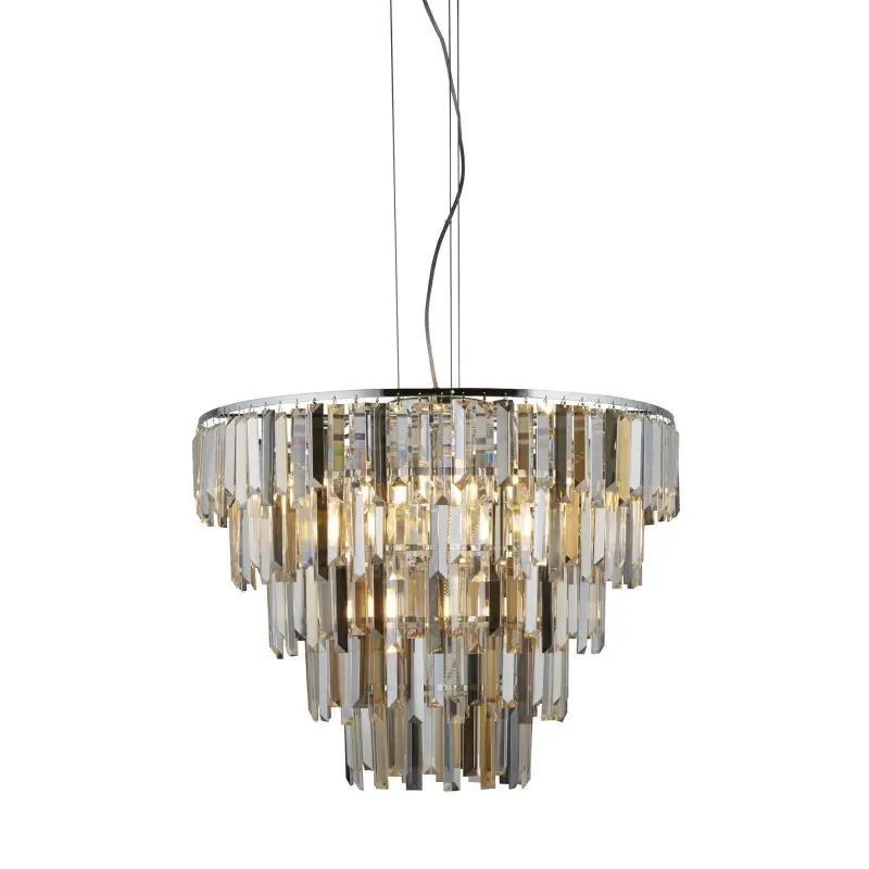 Hoge Kwaliteit Searchlight Clarissa - hanglamp - Ø 65 x 170 cm - chroom en amber