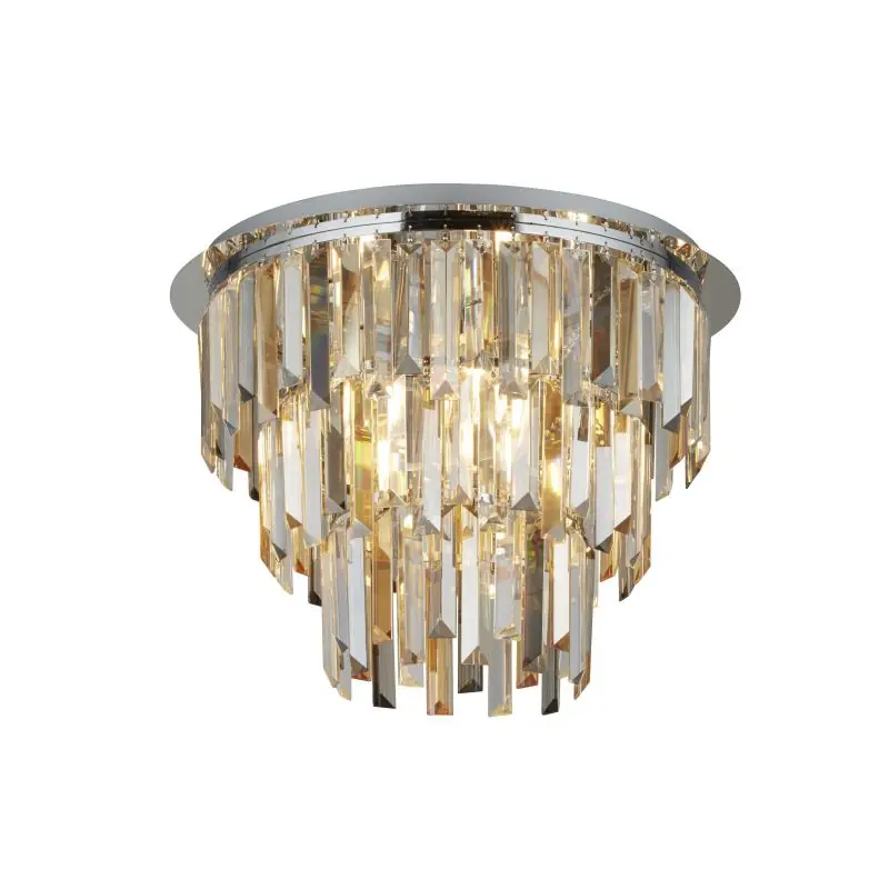 Tijdelijk Beschikbaar Searchlight Clarissa - plafondverlichting - Ø 45 x 34 cm - chroom en amber