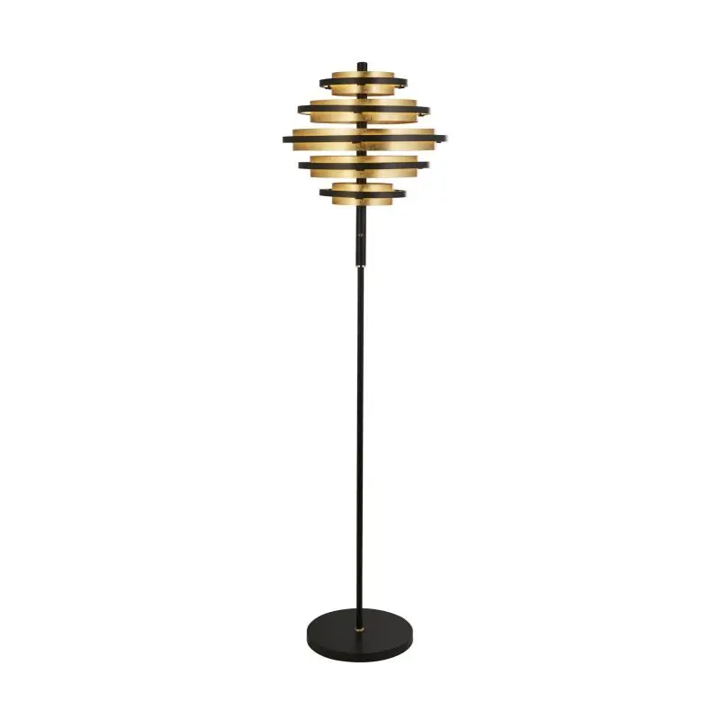 Bestseller Searchlight Hive - staanlamp - Ø 40 x 148 cm - 37W dimbare LED incl. - zwart en goud