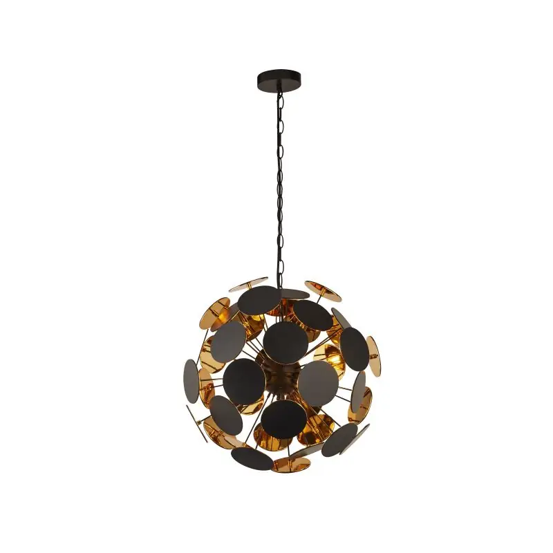 Direct Beschikbaar Searchlight Discus - hanglamp - Ø 47 x 135 cm - zwart en goud