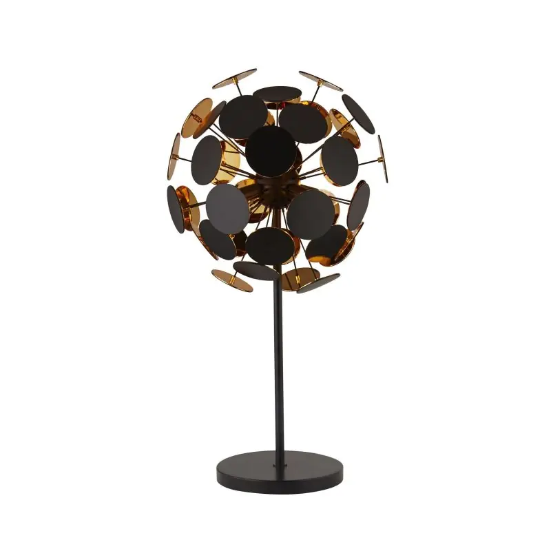 Seizoensaanbieding Searchlight Discus - tafellamp - Ø 48 x 65 cm - zwart en goud