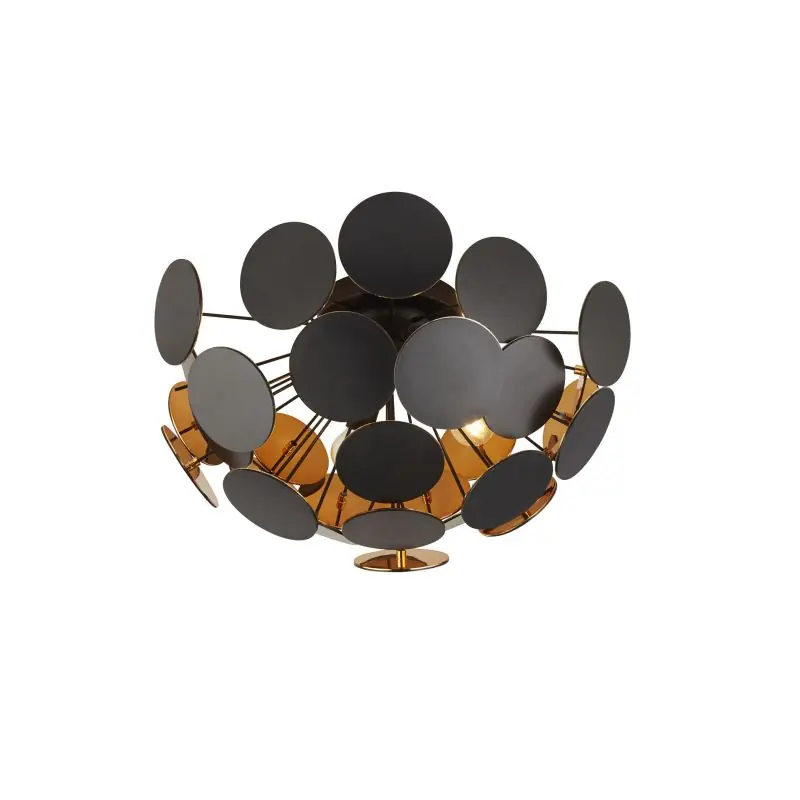 Exclusieve Aanbieding Searchlight Discus - plafondverlichting - Ø 52 x 27 cm - zwart en goud