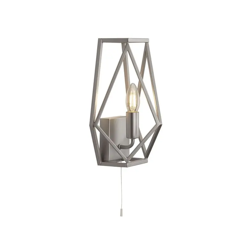 Favoriet Searchlight Chassis - wandverlichting met trekschakelaar - 19,5 x 30 cm - satijn zilver
