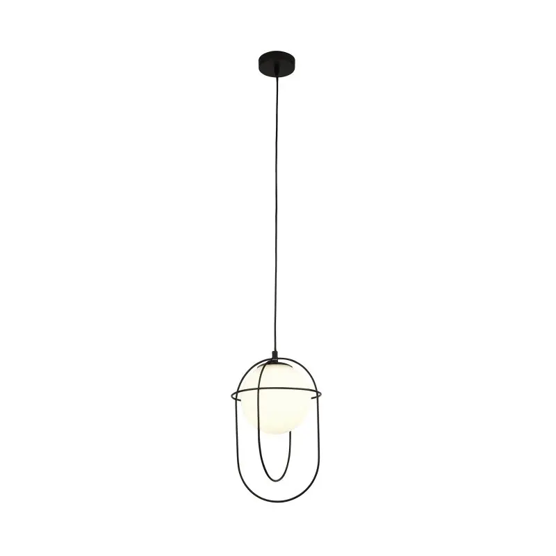 Hete Deal Searchlight Axis - hanglamp - Ø 23 x 133,5 cm - zwart en opaal wit