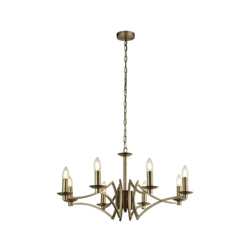 Groothandel Searchlight Ascot - luster - Ø 72 x 150 cm - antiek messing