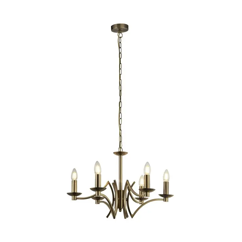 Exclusieve Aanbieding Searchlight Ascot - luster - Ø 56 x 150 cm - antiek messing