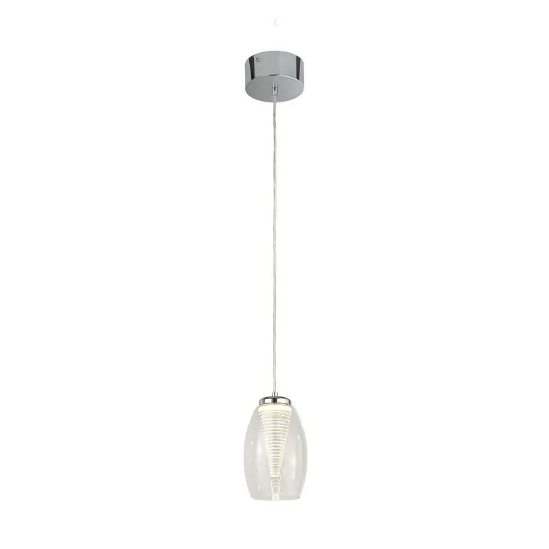 Betaalbaar Searchlight Cyclone - hanglamp - Ø 11,5 x 120 cm - 6W LED incl. - chroom en transparant