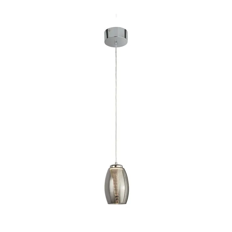 Goedkoop Searchlight Cyclone - hanglamp - Ø 11,5 x 120 cm - 6W LED incl. - chroom en gerookt glas