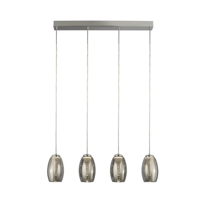 Goedkoop Searchlight Cyclone - hanglamp - 75,5 x 11,5 x 150 cm - 21W dimbare LED incl. - chroom en gerookt glas