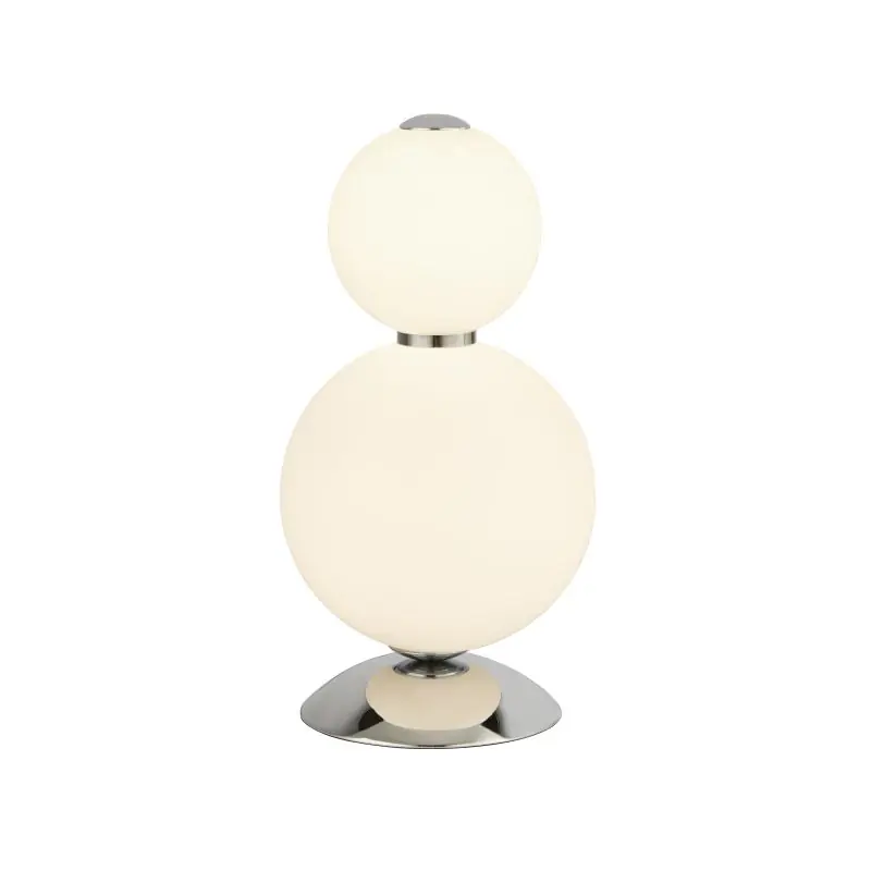 Exclusief Searchlight Snowball - tafellamp - Ø 18 x 34,5 cm - 15W dimbare LED incl. - wit en chroom