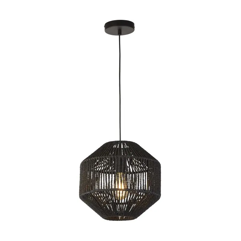Speciale Aanbieding Searchlight Wicker - hanglamp - Ø 30 x 133 cm - mat zwart