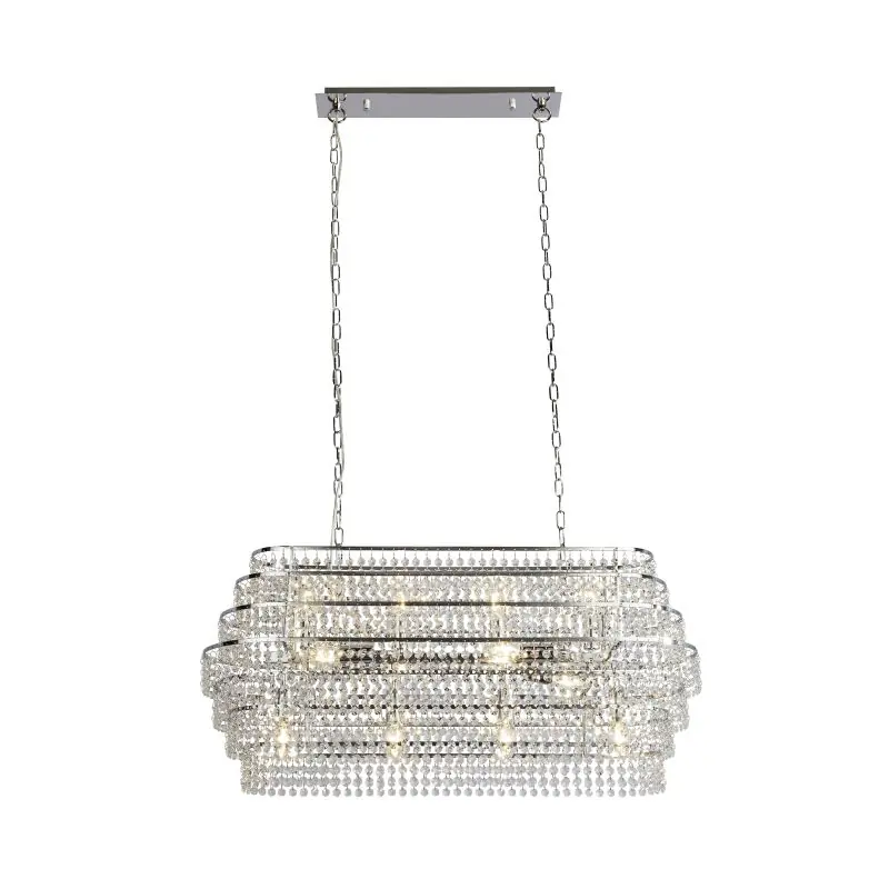 Superprijs Searchlight Rene - hanglamp - 90 x 30 x 143 cm - chroom en transparant