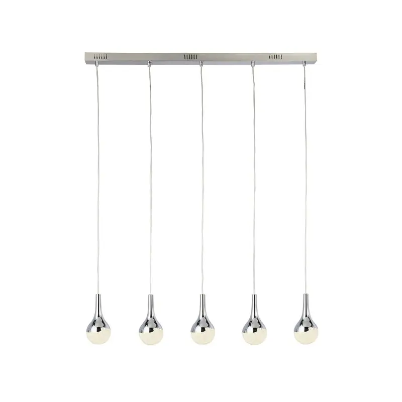 Geld-Terug-Garantie Searchlight Wave Teardrop - hanglamp - 98 x 10 x 120 cm - 28W dimbare LED incl. - chroom