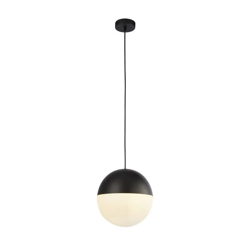 Beperkt Aanbod Searchlight Endor - hanglamp - Ø 25 x 150 cm - mat zwart en opaal wit