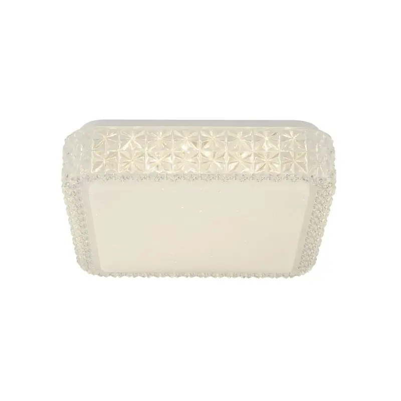 Ambachtelijk Searchlight Flush - plafondverlichting - 28 x 28 x 8,5 cm - 18W dimbare LED incl. - wit en transparant