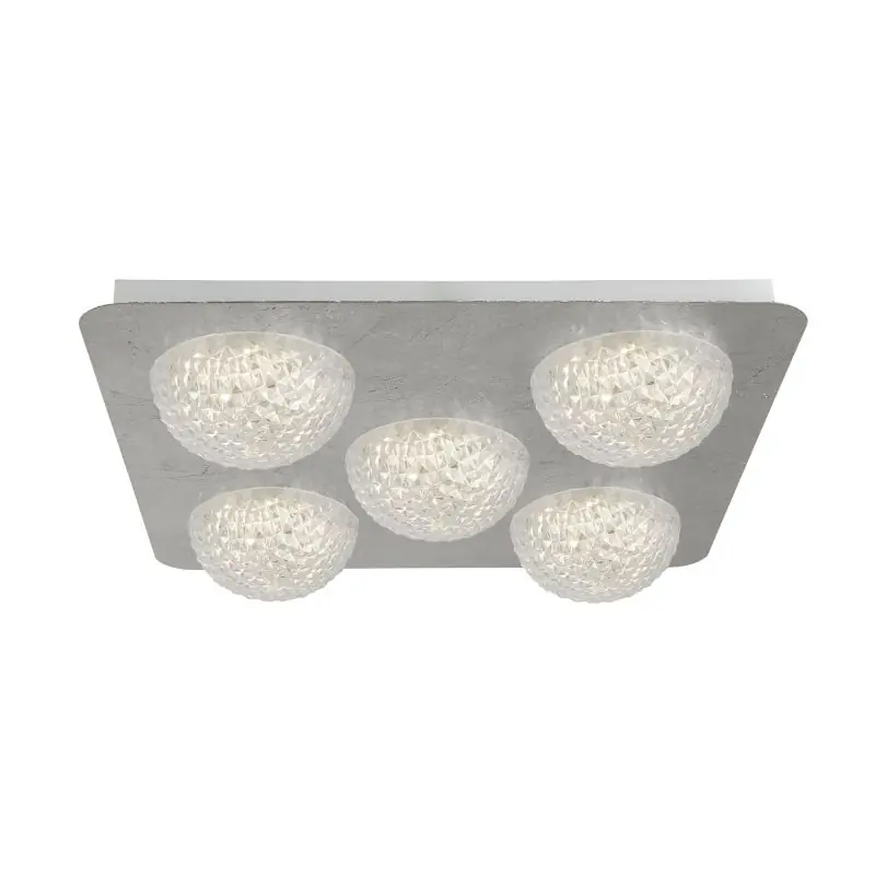 Gratis Verzending Searchlight Celestia - plafondverlichting - 43 x 43 x 7,7 cm - 3 stappen dimmer - 33W LED incl. - zilver en transparant