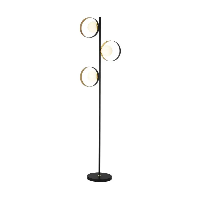 Betaalbaar Searchlight Orbital - staanlamp - 148,5 x 40 x 23 cm - zwart en goud