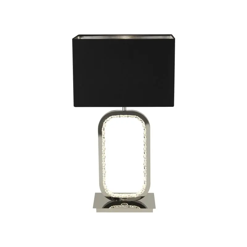 Geld-Terug-Garantie Searchlight Aura - tafellamp - 30 x 20 x 57 cm - 6W dimbare LED incl. - zwart en chroom