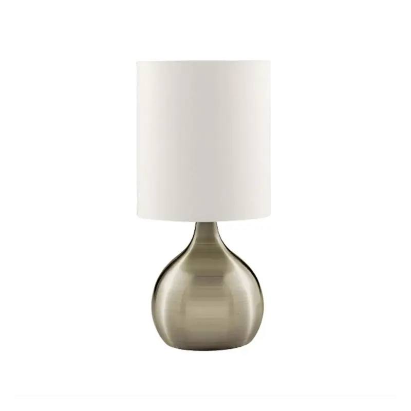 Searchlight Touch - tafellamp - 29 cm - 3 stappen dimbaar - wit en antiek messing Nu Kopen