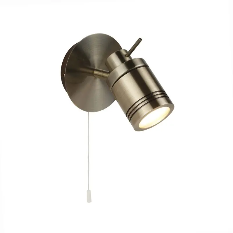 Topkwaliteit Searchlight Samson - wandverlichting met trekschakelaar - IP44 - antiek messing