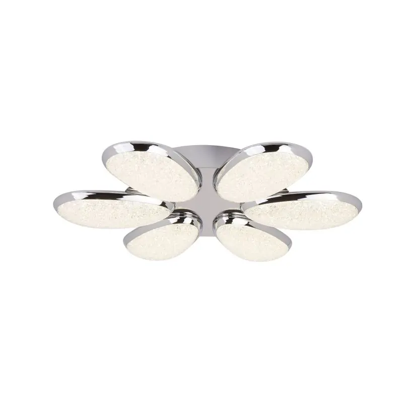Gecertificeerd Searchlight Lori - plafondverlichting - Ø 52 x 9 cm - 48W dimbare LED incl. - chroom en wit