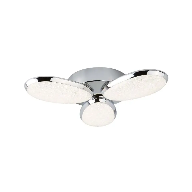 Groothandel Searchlight Lori - plafondverlichting - Ø 44 x 9 cm - 24W dimbare LED incl. - chroom en wit