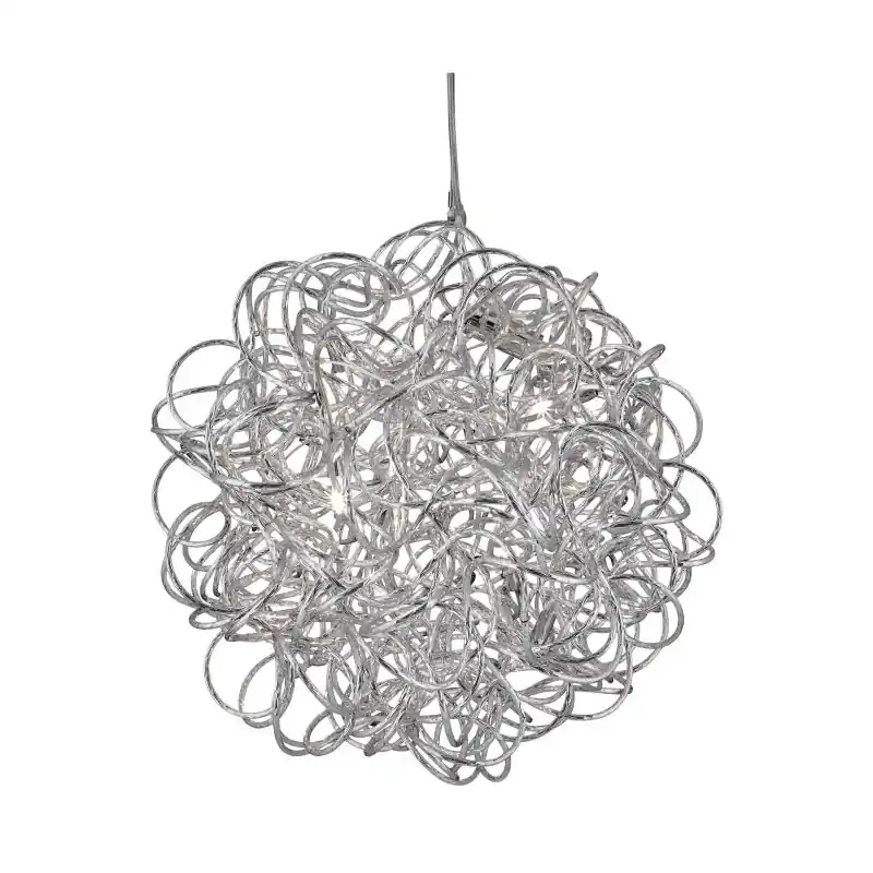 Direct Verzonden Searchlight Scribble - hanglamp - Ø 41 x 138 cm - 6 x 14W halogeen incl. - zilver