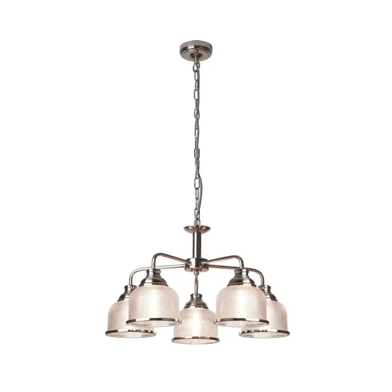 Garantie Inbegrepen Searchlight Bistro II - hanglamp - Ø 58 x 88 cm - satijn zilver
