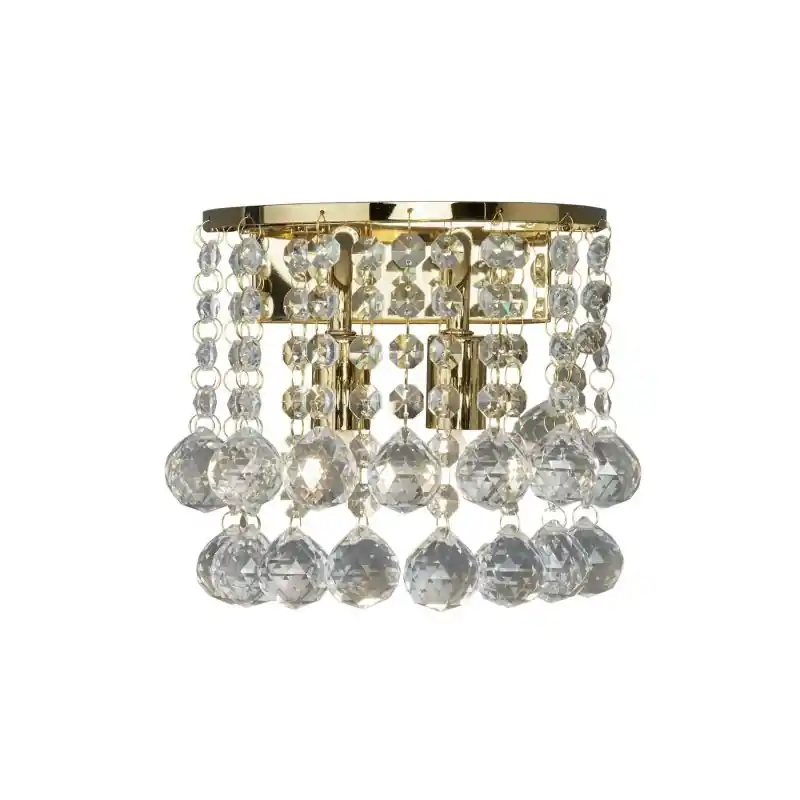 Trendy Searchlight Hanna - wandverlichting - 18 x 18 cm - goud en transparant