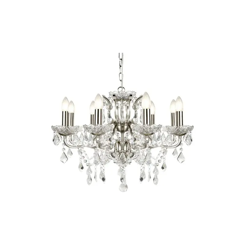 Tijdelijk Beschikbaar Searchlight Paris - luster - Ø 70 x 135 cm - satijn zilver