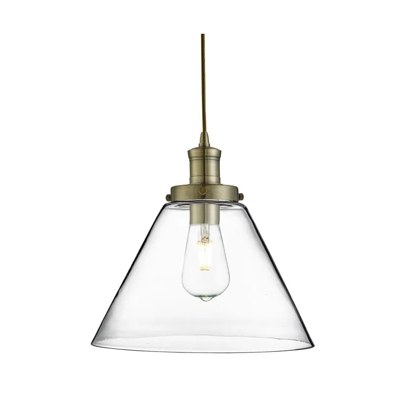 Koopje Searchlight Pyramid - hanglamp - Ø 29 x 100 cm - antiek messing