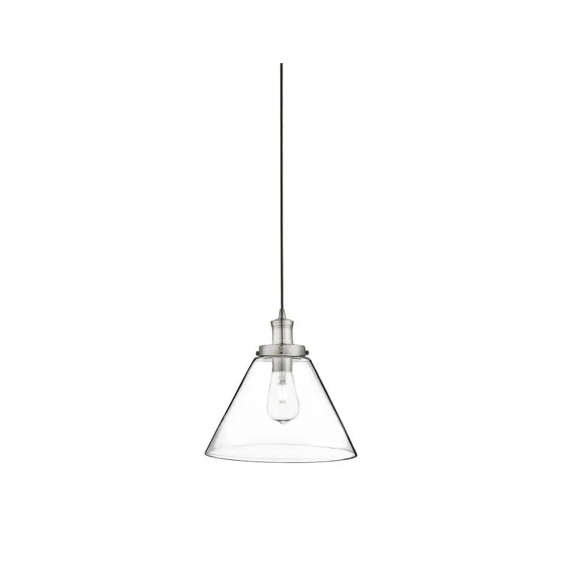 Dagaanbieding Searchlight Pyramid - hanglamp - Ø 29 x 100 cm - transparant en satijn zilver