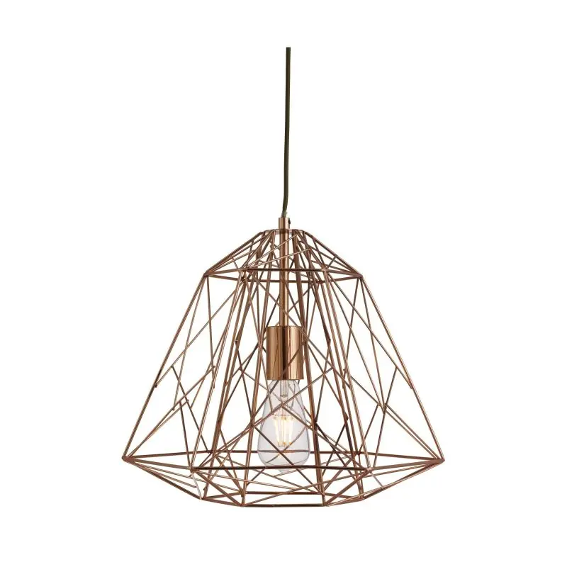 Betrouwbaar Searchlight Geometric Cage - hanglamp - Ø 39 x 120 cm - glanzend koper