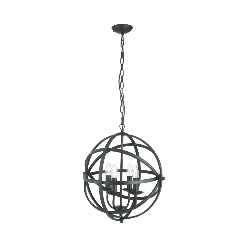 Handgemaakt Searchlight Orbit - luster - Ø 46 x 116 cm - mat zwart