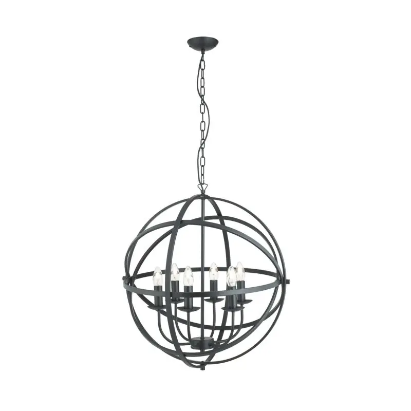 Authentiek Searchlight Orbit - luster - Ø 60 x 210 cm - mat zwart