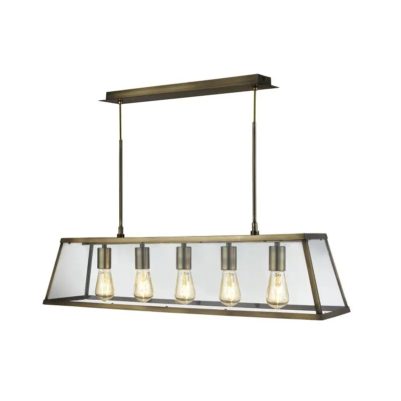 Searchlight Voyager - hanglamp - 90 x 20 x 100 cm - antiek messing In De Mode