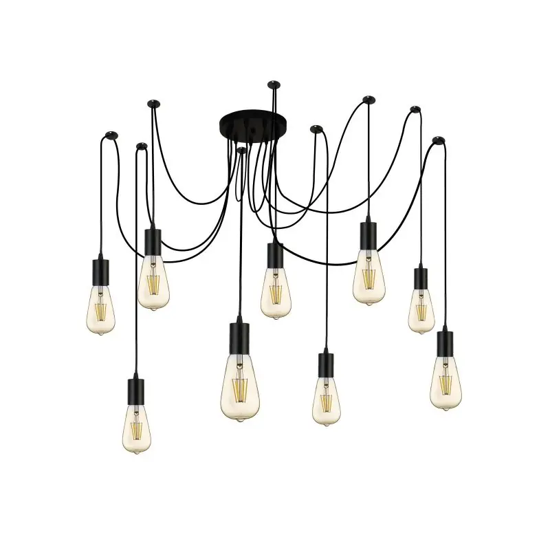 Superprijs Searchlight Squiggle - hanglamp - Ø 20 x 202,5 cm - mat zwart