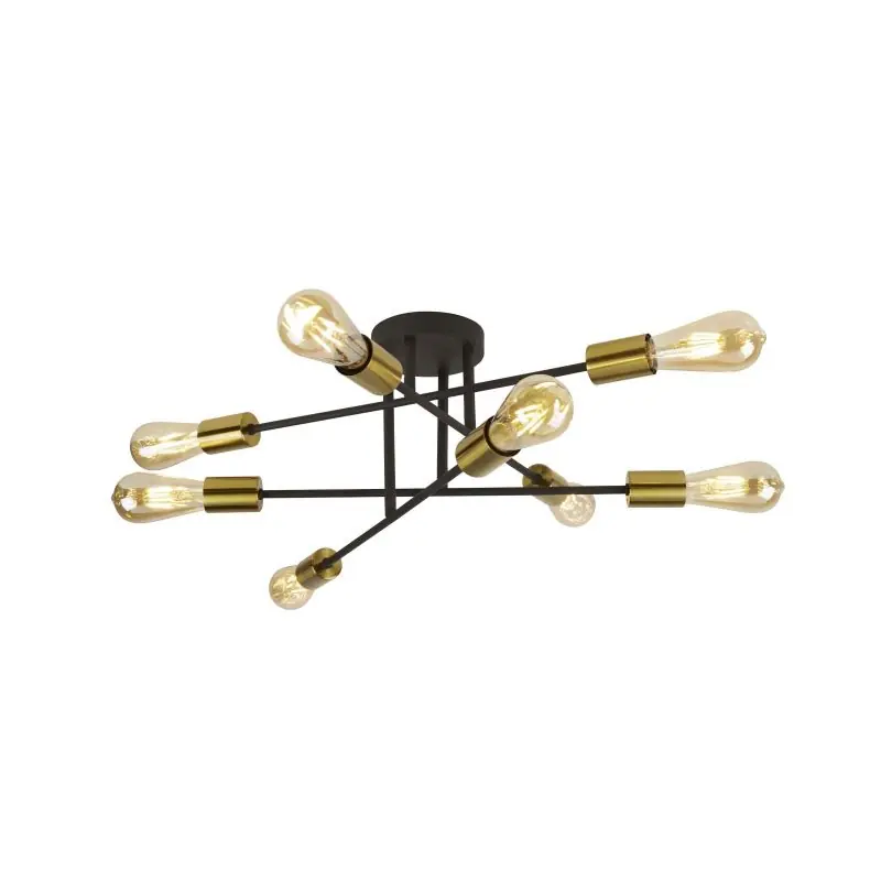 Budget Searchlight Armstrong - plafondverlichting - Ø 54 x 23 cm - satijn messing en mat zwart