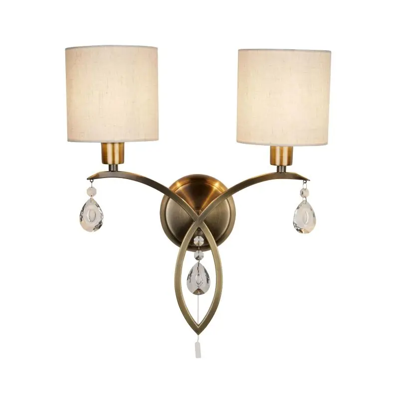Dagaanbieding Searchlight Alberto - wandverlichting met trekschakelaar - 37 x 42 cm - antiek messing