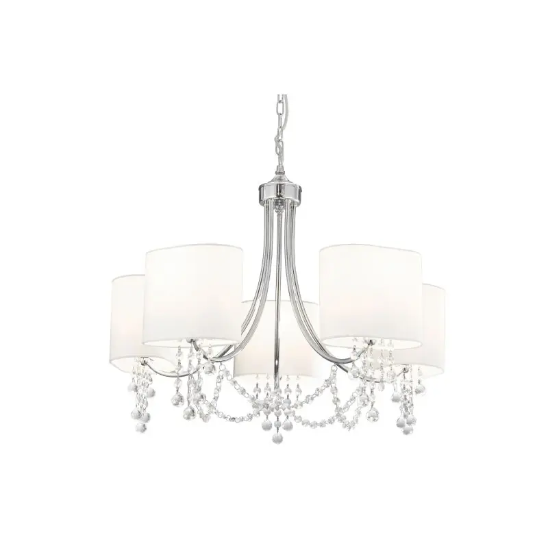 Direct Beschikbaar Searchlight Nina - luster - Ø 64 x 106 cm - chroom en wit