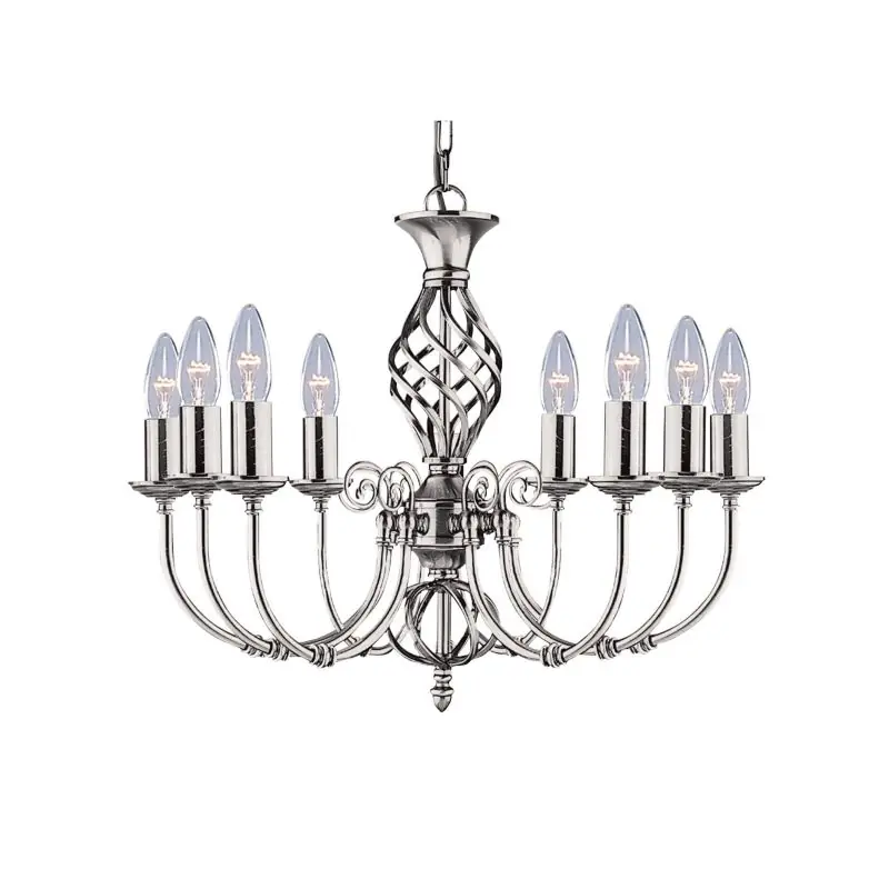 Beste Prijs Searchlight Zanzibar - luster - Ø 62 x 98 cm - satijn zilver