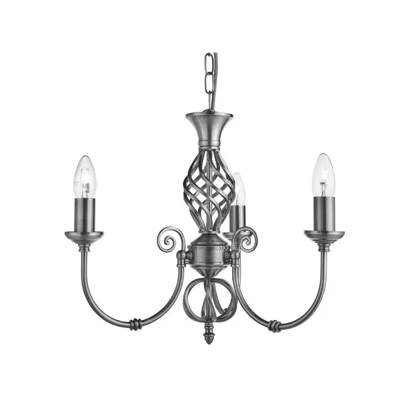 Searchlight Zanzibar - luster - Ø 46 x 93 cm - satijn zilver Korting