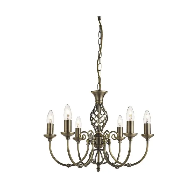 Searchlight Zanzibar - luster - Ø 51 x 92 cm - antiek messing Gecertificeerd