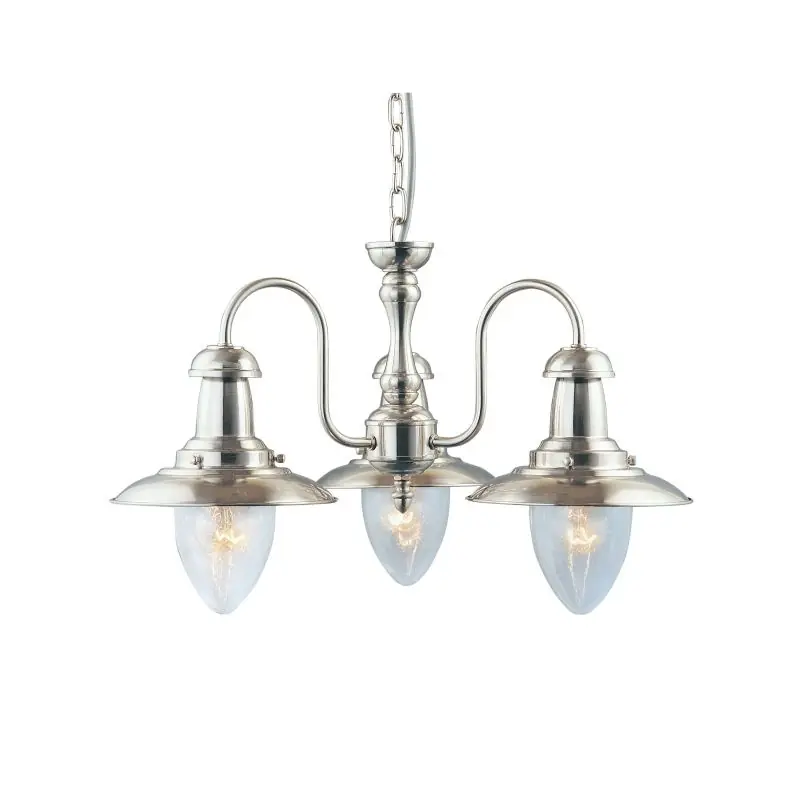 Direct Beschikbaar Searchlight Fisherman - luster - Ø 52 x 86 cm - satijn zilver