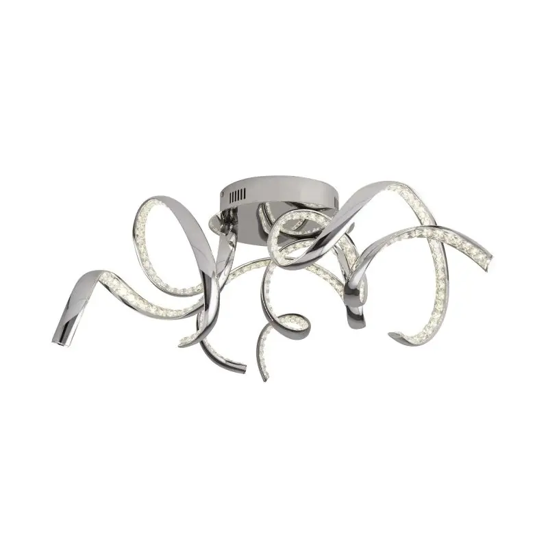 Bulkbestelling Searchlight Twirls - plafondverlichting - Ø 75 x 25 cm - 38W LED incl. - chroom