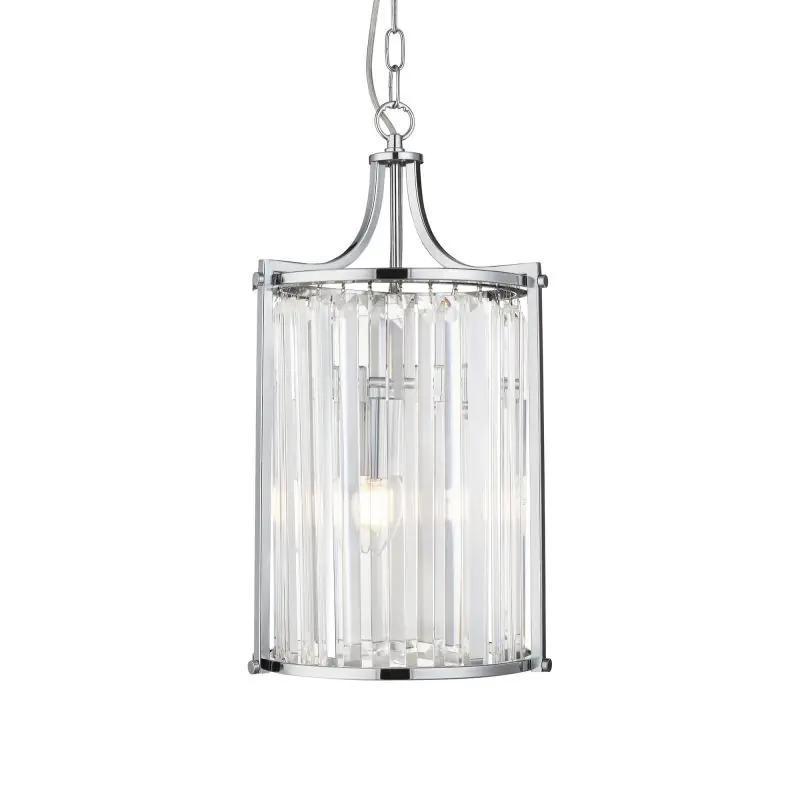 Searchlight Victoria - hanglamp - Ø 26 x 150 cm - chroom en transparant Snelle Levering