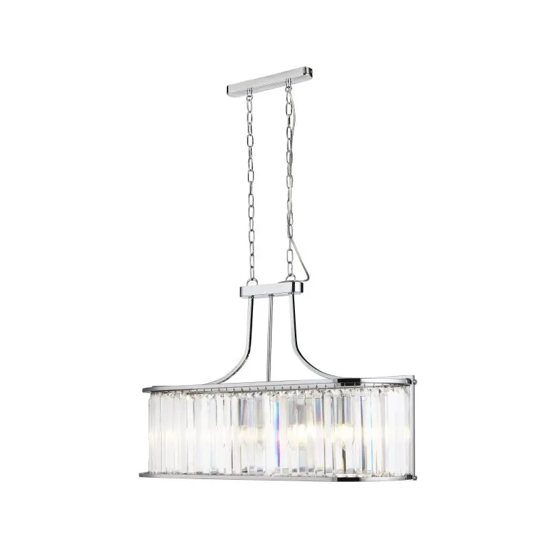 Searchlight Victoria - hanglamp - 78 x 30 x 150 cm - chroom en transparant Authentiek